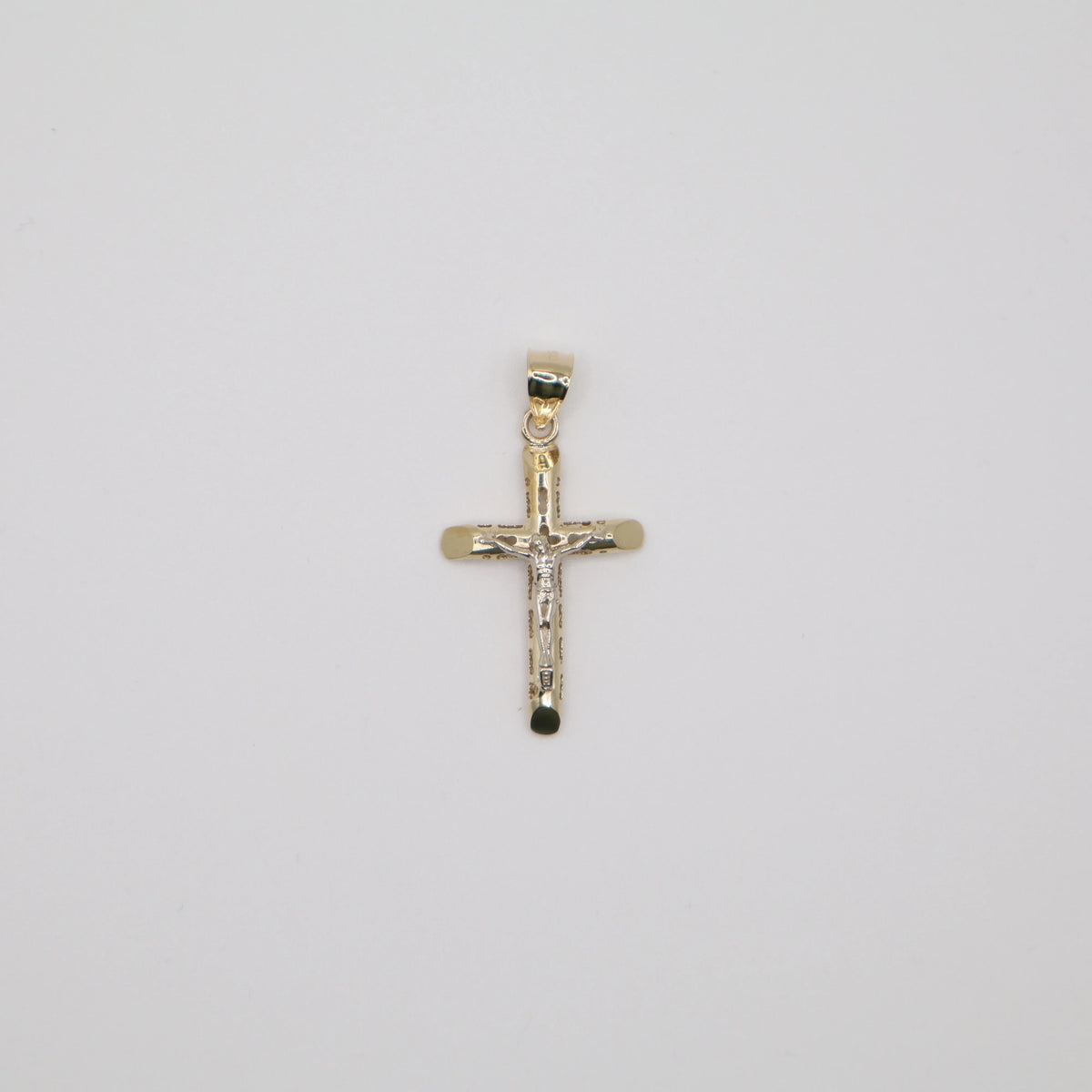 Crucifix 14K Solid Yellow Gold Pendant (1.5 Inch x 20mm, 2.3g) | Joyeria Serrano