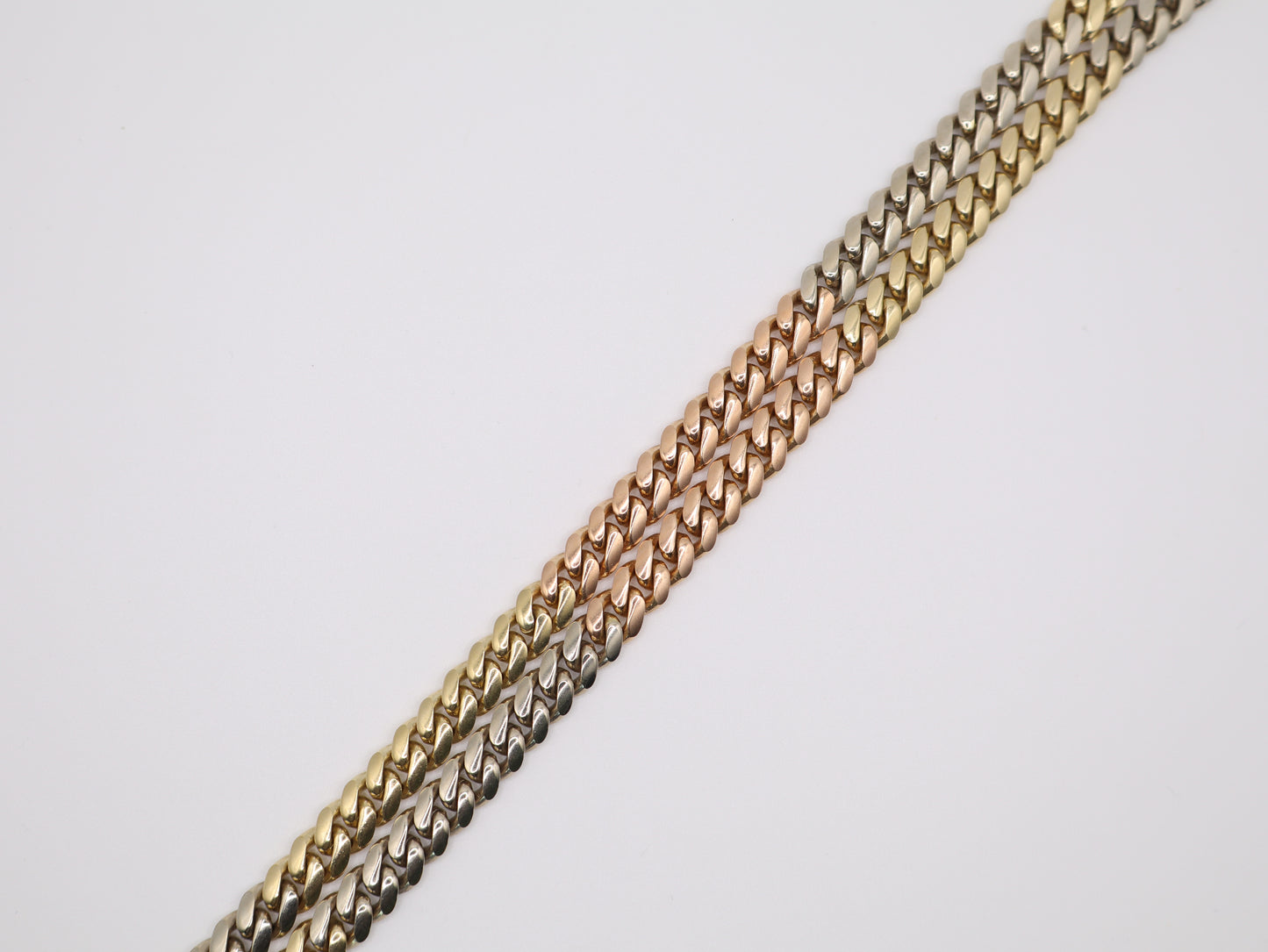 26" 8.53mm Tri-Color Cuban Necklace