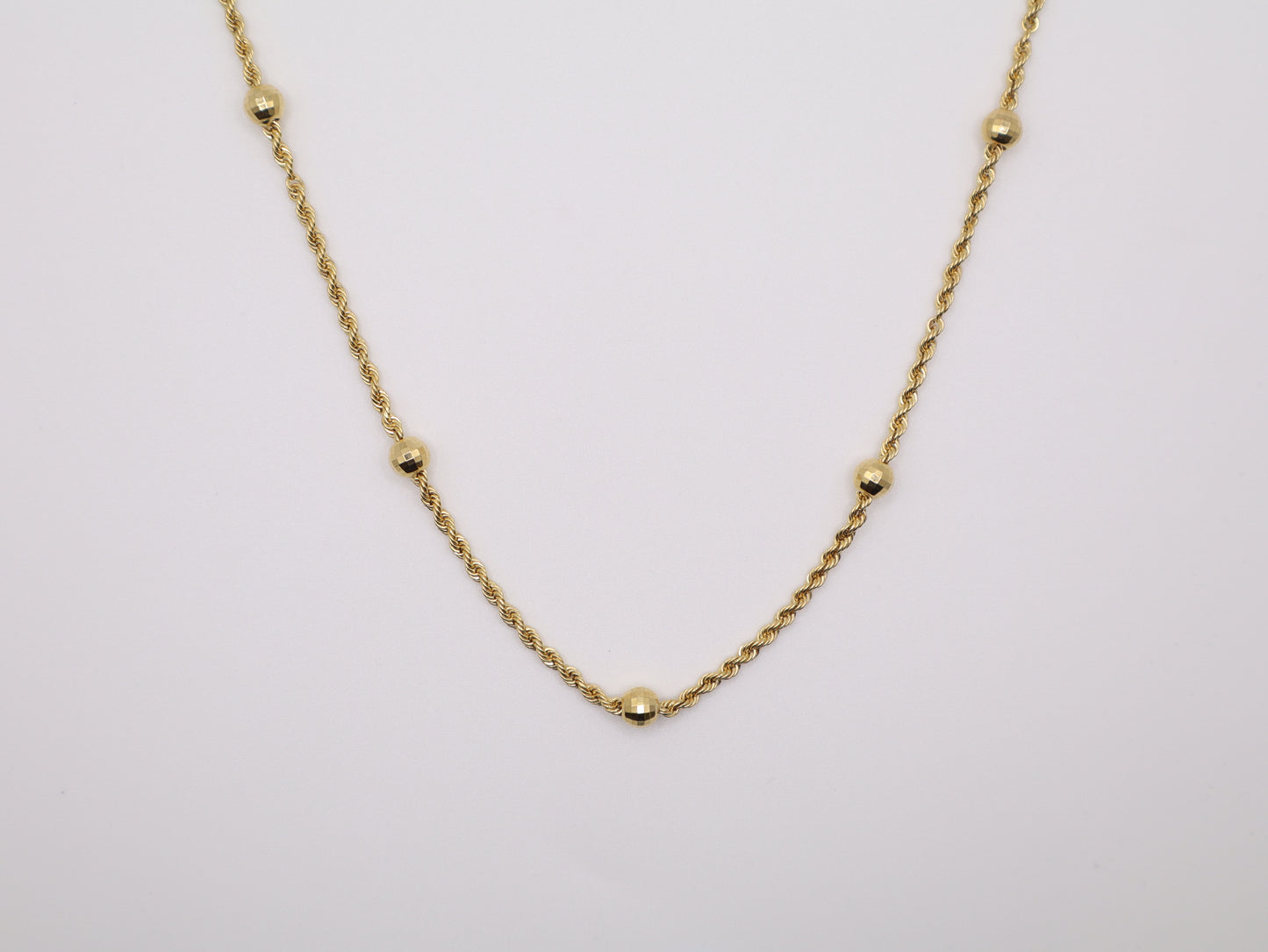 24in, 1.19mm Rope with Gold Beads Necklace