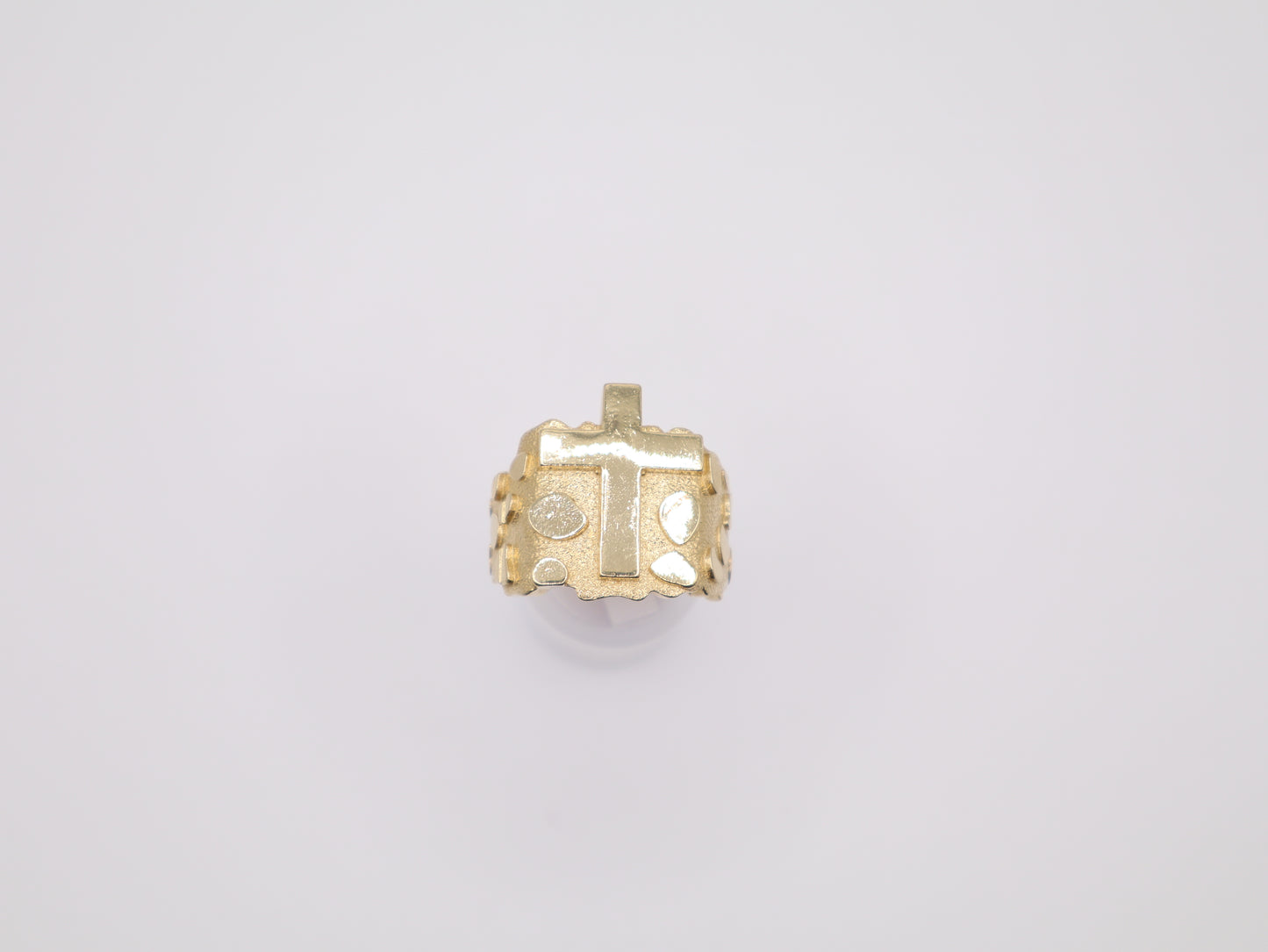 Size 10.5, 6.75mm Cross Gold Nugget Ring