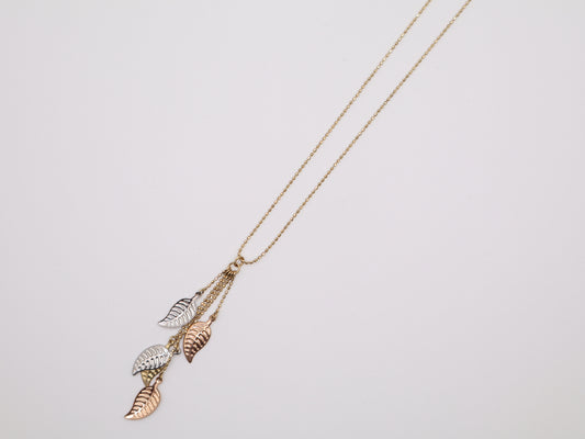 16in, 1mm Necklace with Tri-color Leafs