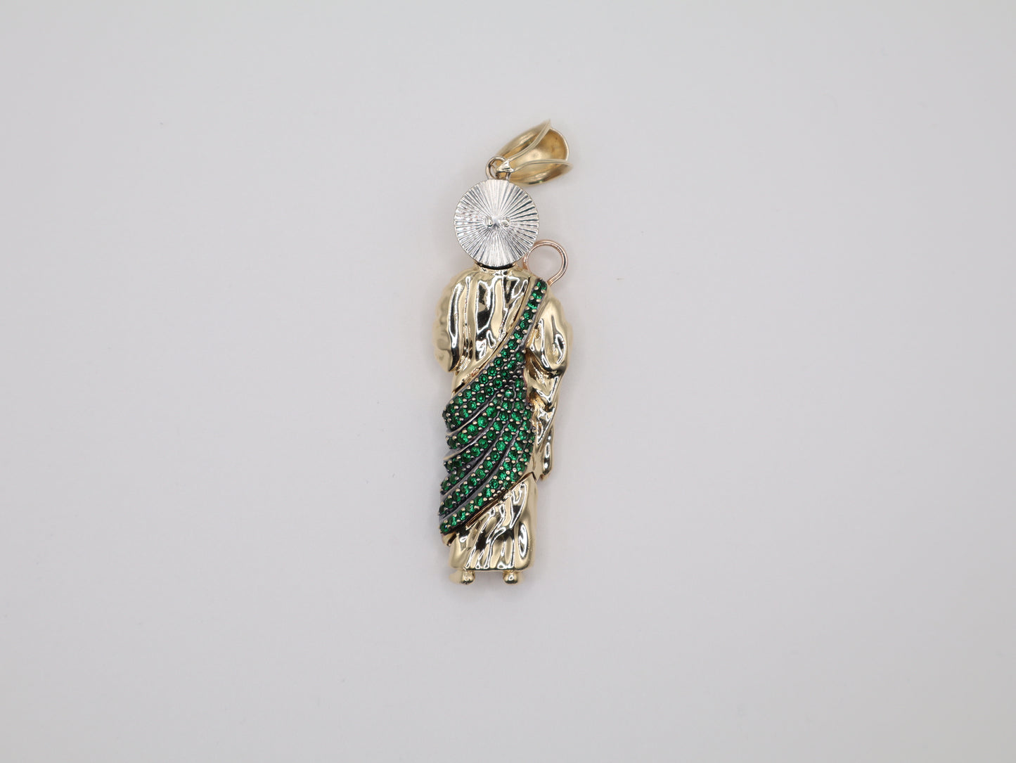 22.8g 3in, 22mm Green Stone Saint Jude Pendant