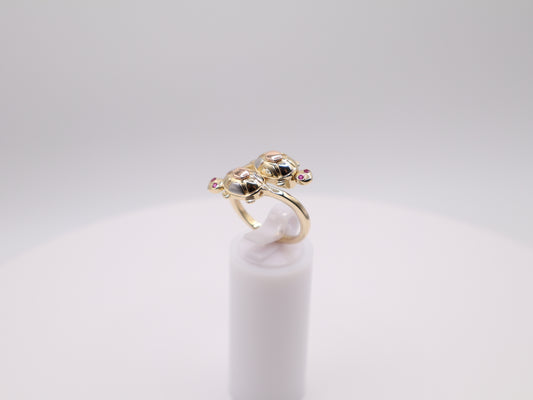 5.7g Size 8, 2.06mm Tri-Color Double Turtle Ring