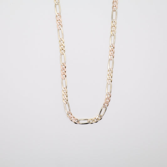 20" 4.8mm Figaro Tri-Color Diamond Cut Necklace