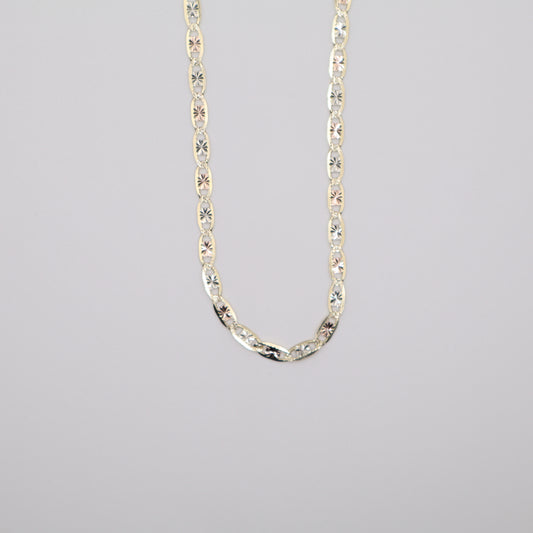 14K Solid Tri-Color Gold Chain Necklace (3.5mm, 18 Inch, 7g) | Joyeria Serrano