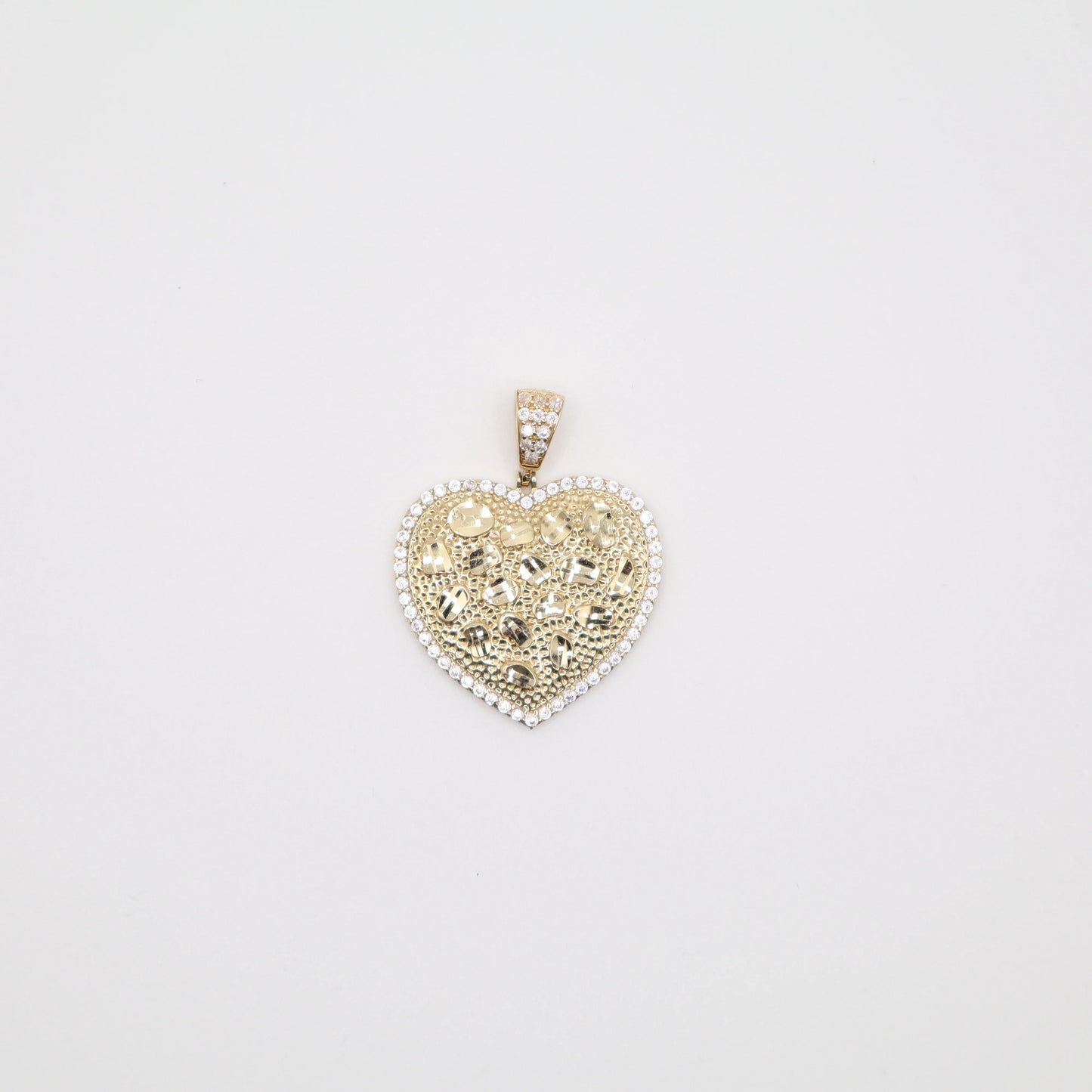 Studded Gold Nugget Heart Charm (Large)