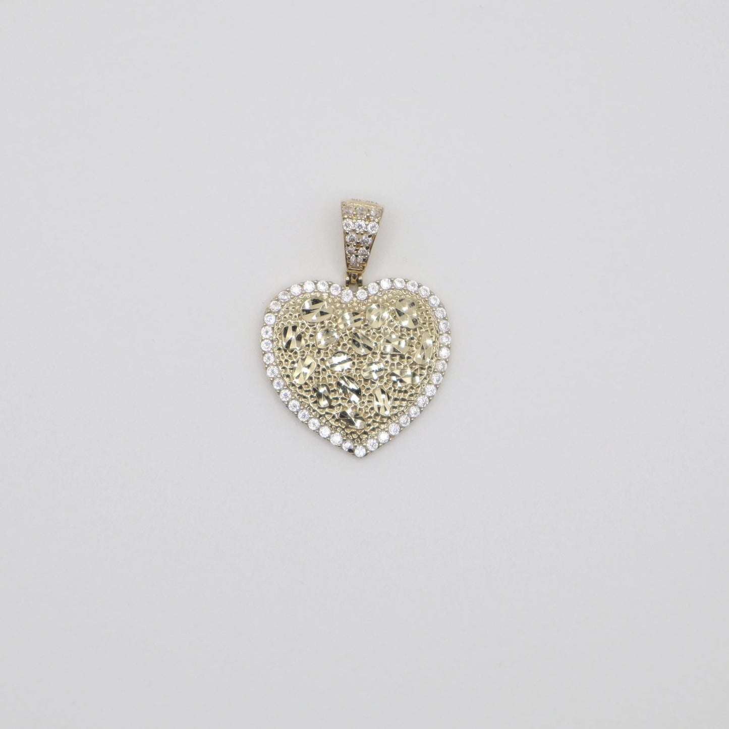 Studed Gold Nugget Heart Charm (Medium)