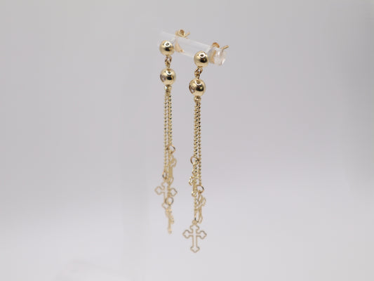 3.2g 2.62in, 0mm Dangling Cross Earrings