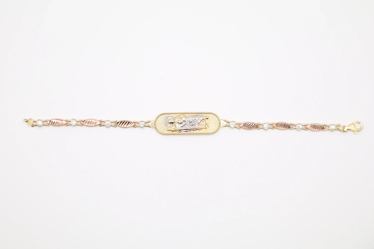 14K Solid Gold San Judas Bracelet (12.8mm, 7 Inch, 9.4g) | Joyeria Serrano