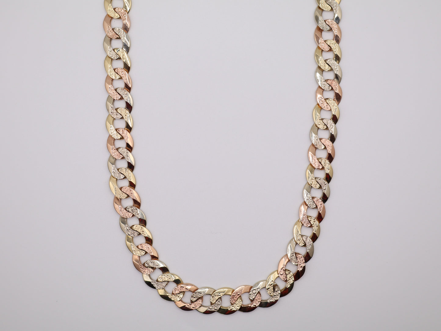 24" 12.89mm Tri-Color Cuban Necklace