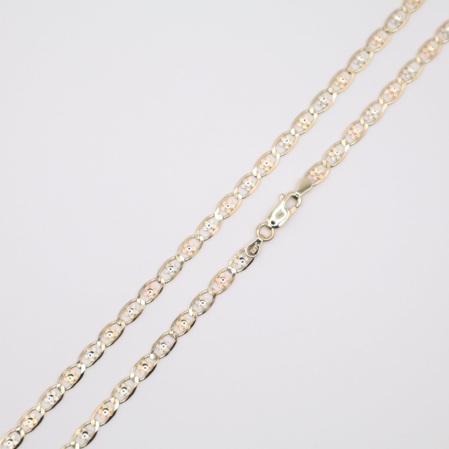 24" 4.3mm Floral-Star Tri-Color Necklace