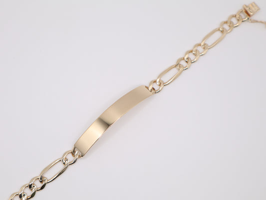 8.25" 8.28mm Engravable Plate Figaro Bracelet
