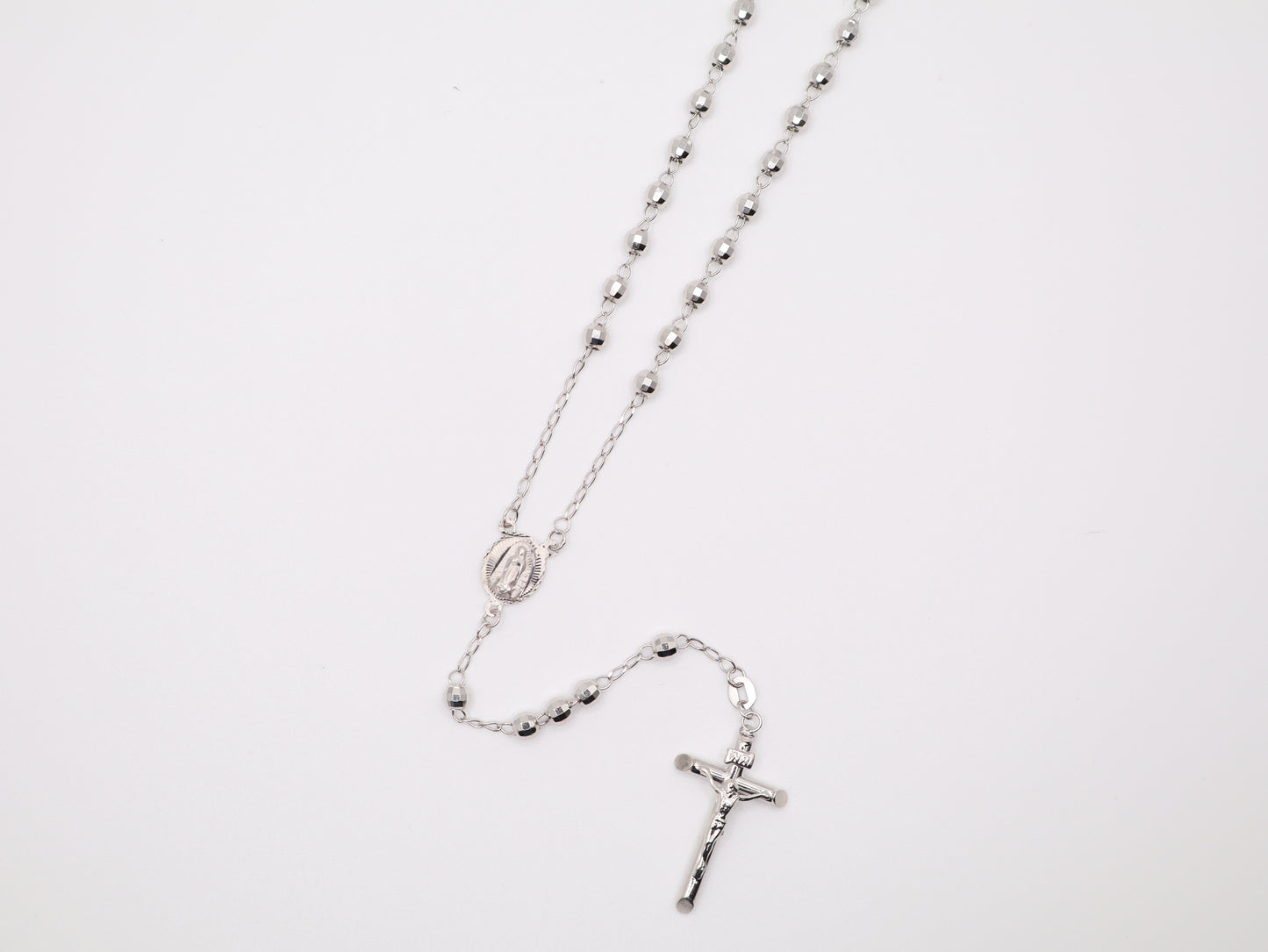 26" 3.8mm White Gold Rosary