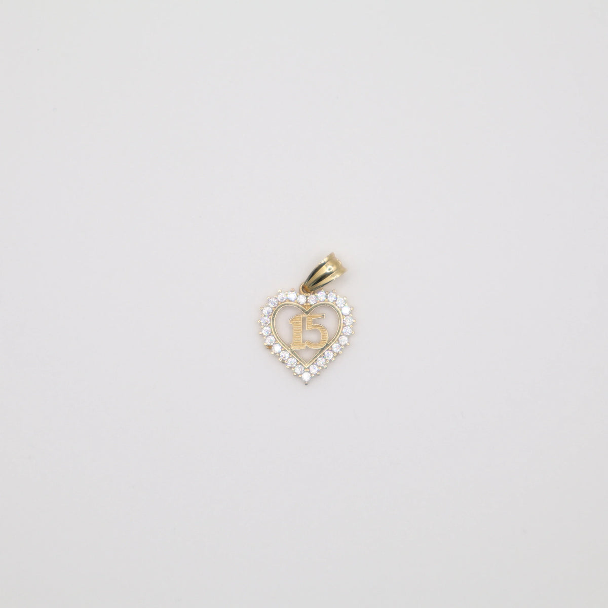 Heart Quinceanera 14K Solid Gold Charm(0.875 Inch x 15mm, 1.3g)|Joyer ia S errano