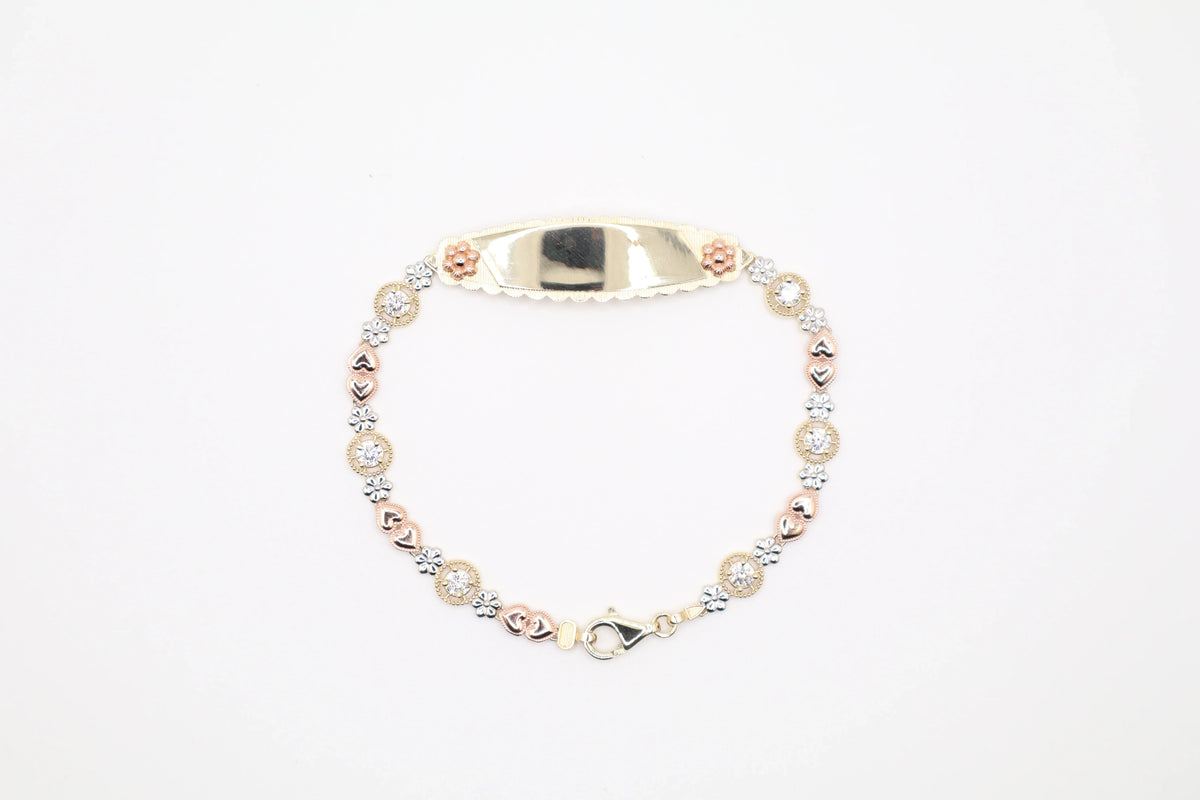 14K Solid Tri-Color Gold Bracelet (12.2mm, 7.5 Inch, 8.9g) | Joyeria Serrano