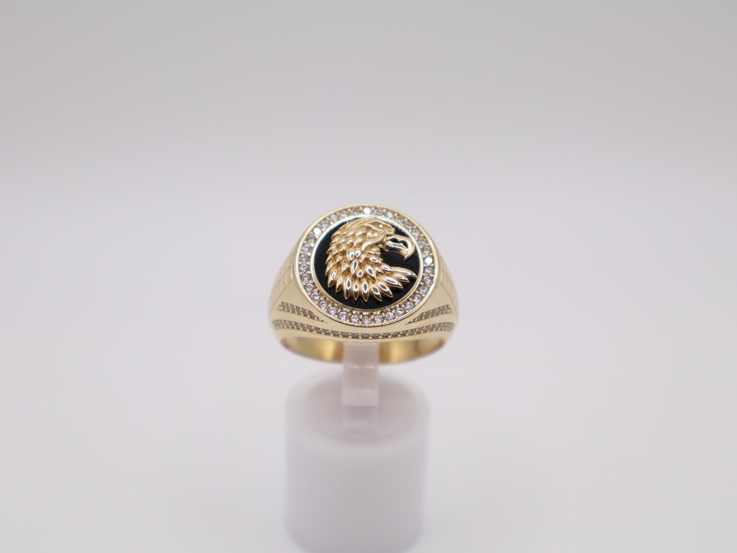 10.4g, 11.25 Ring Size, 4.65mm Black Stone Eagle Ring