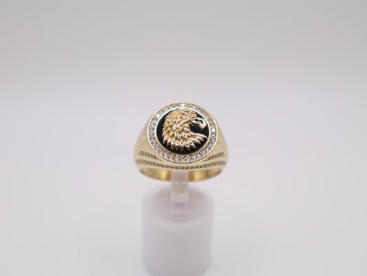 10.4g, 11.25 Ring Size, 4.65mm Black Stone Eagle Ring