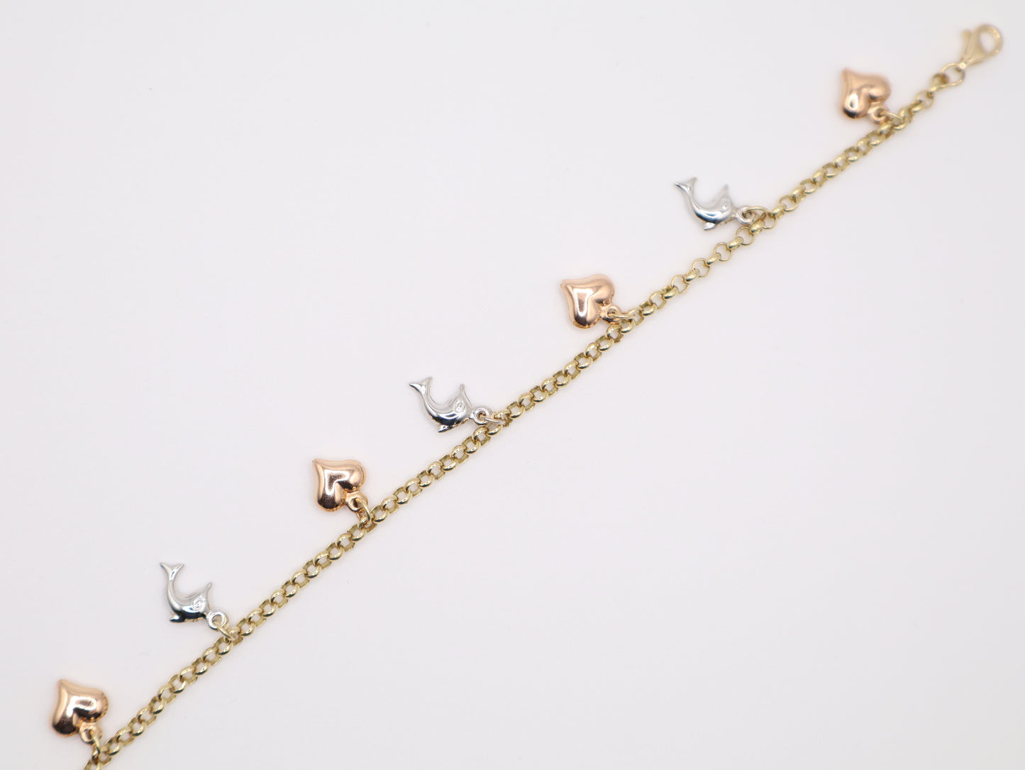 7" 8.4mm Heart Dolphin Bracelet