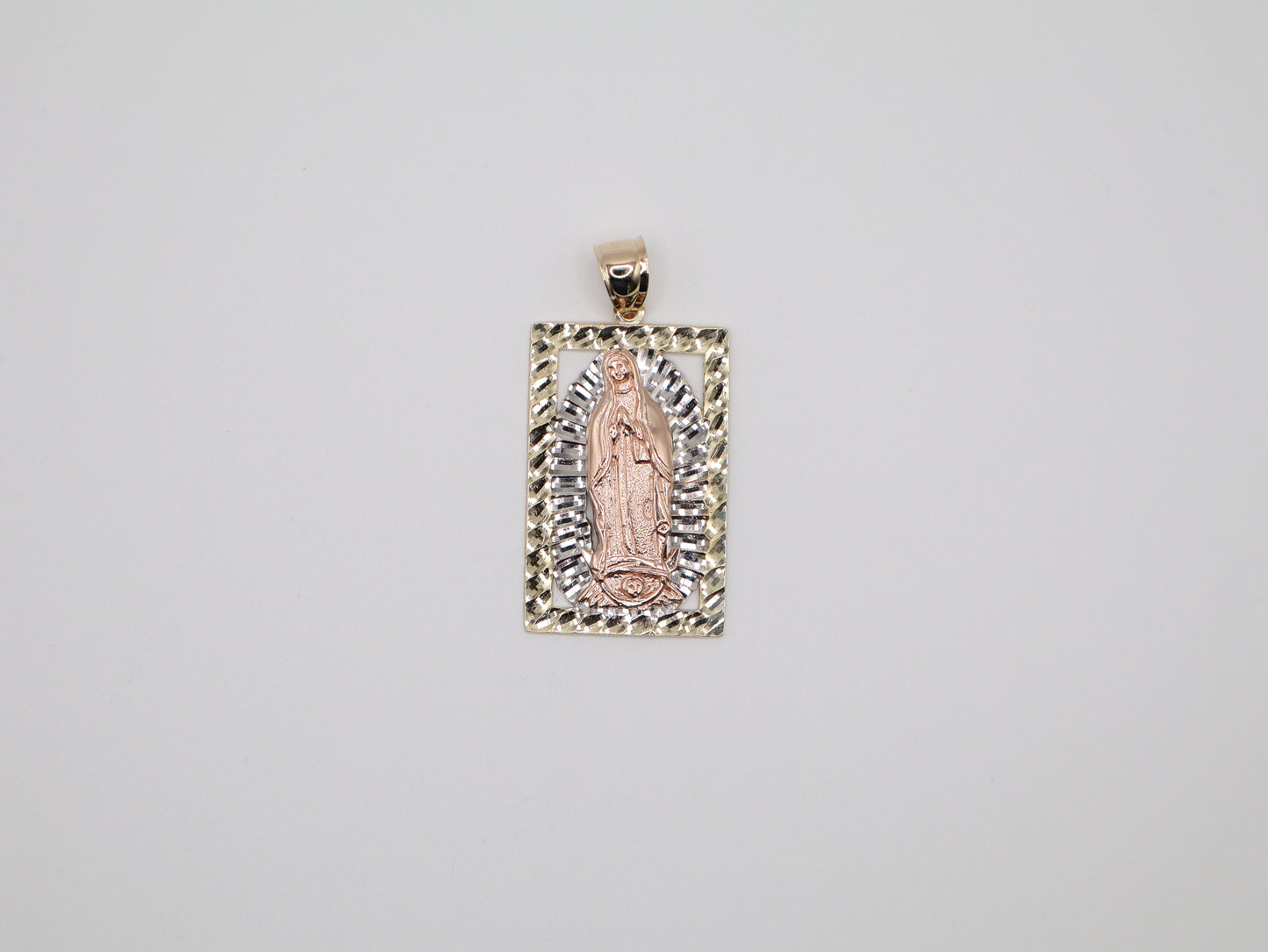 9.4g 2in, 25mm Rectangular Tri-Color Virgin Mary Pendant
