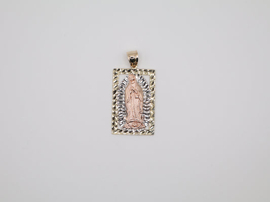 9.4g 2in, 25mm Rectangular Tri-Color Virgin Mary Pendant