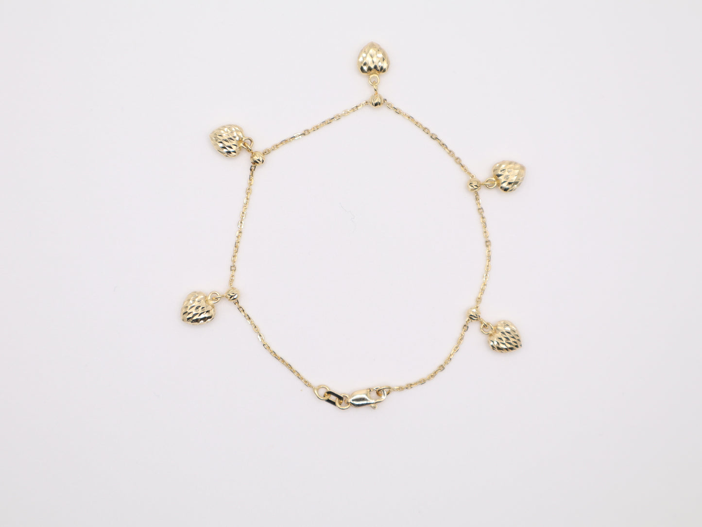 7" 6mm Heart Charm Bracelet