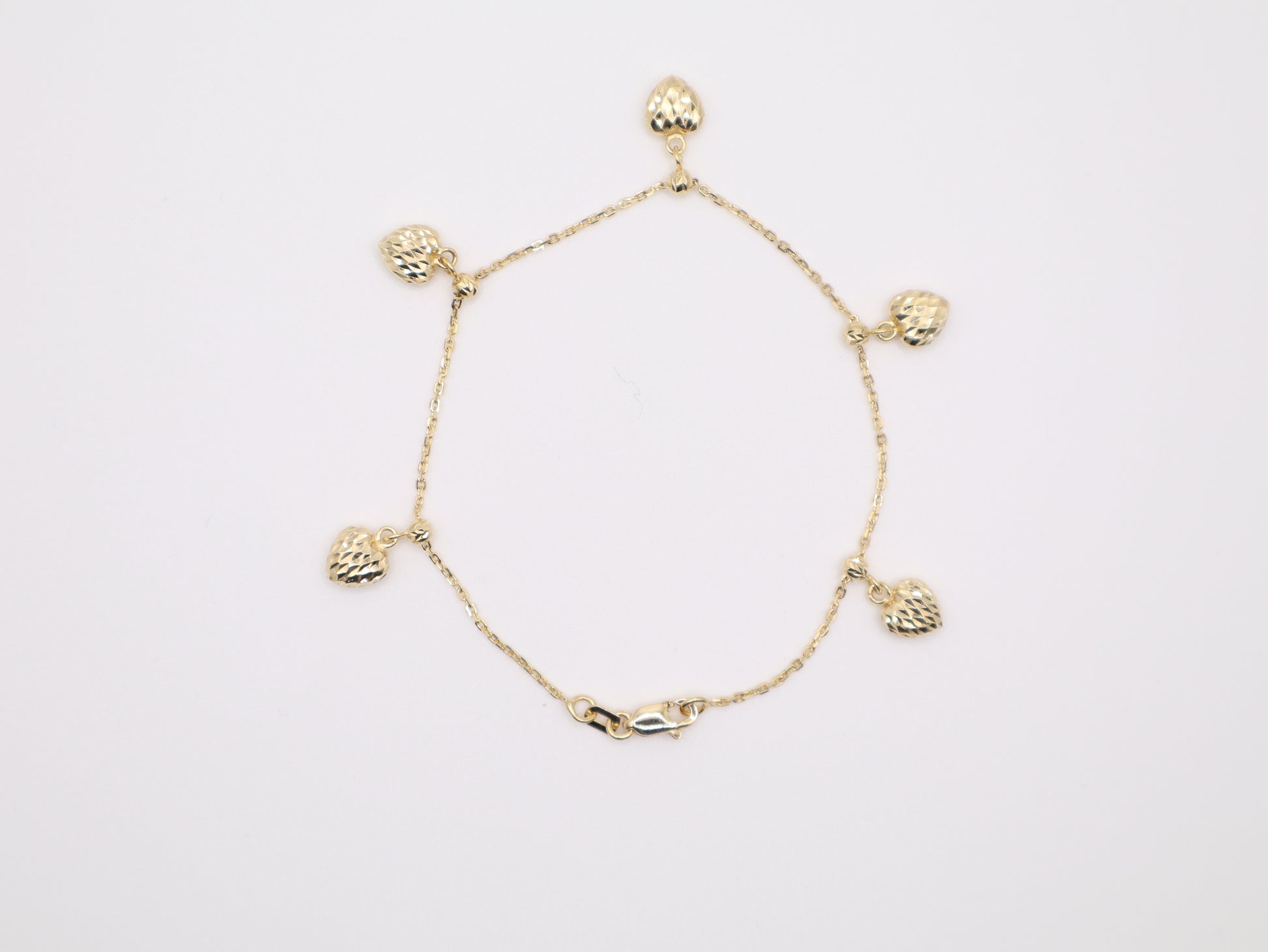 7" 6mm Heart Charm Bracelet