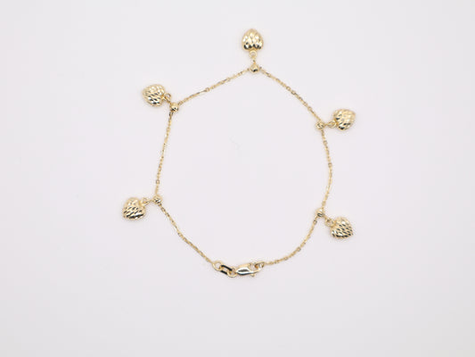 7" 6mm Heart Charm Bracelet