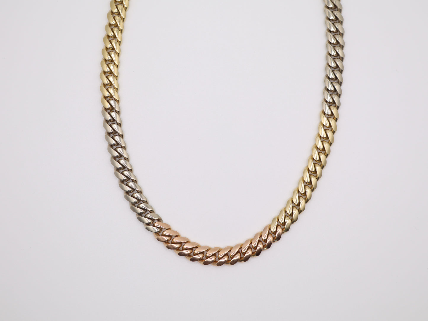 26" 8.53mm Tri-Color Cuban Necklace