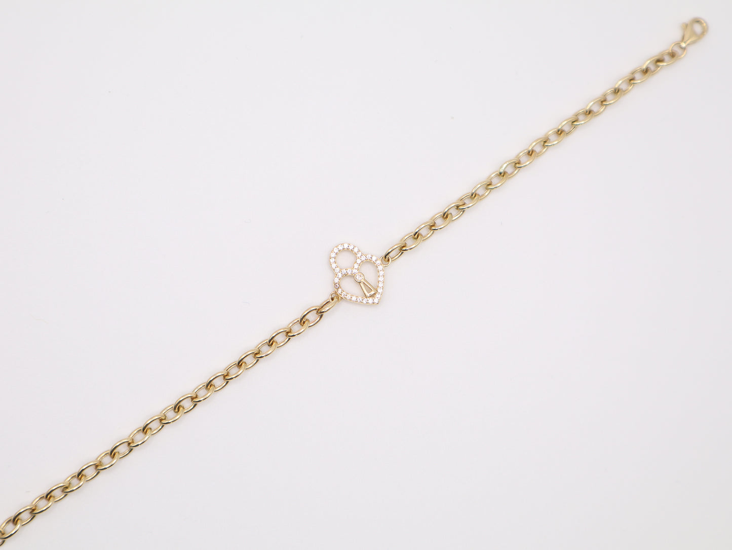7" 14.3mm Heart Lock Bracelet
