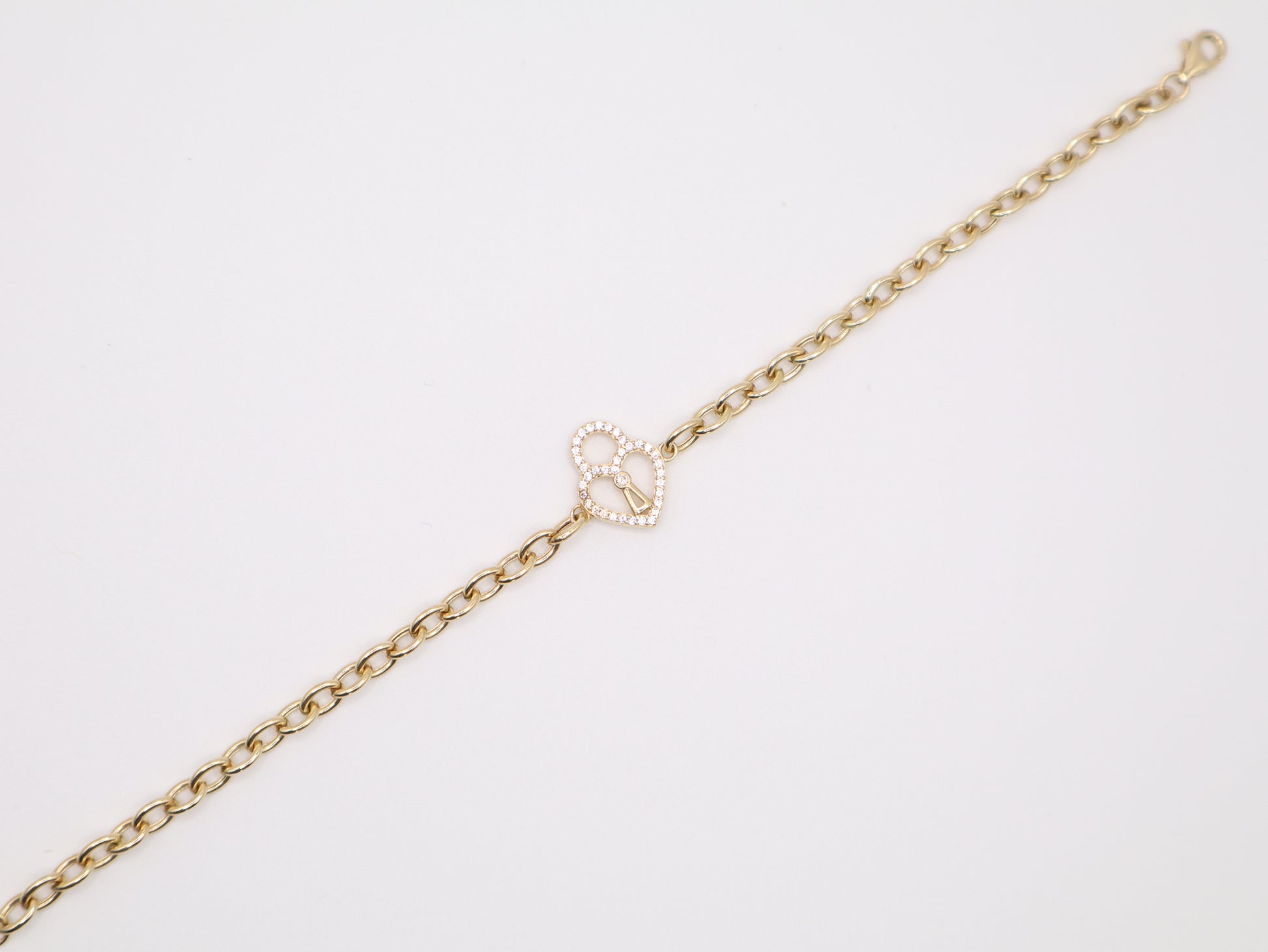 7" 14.3mm Heart Lock Bracelet