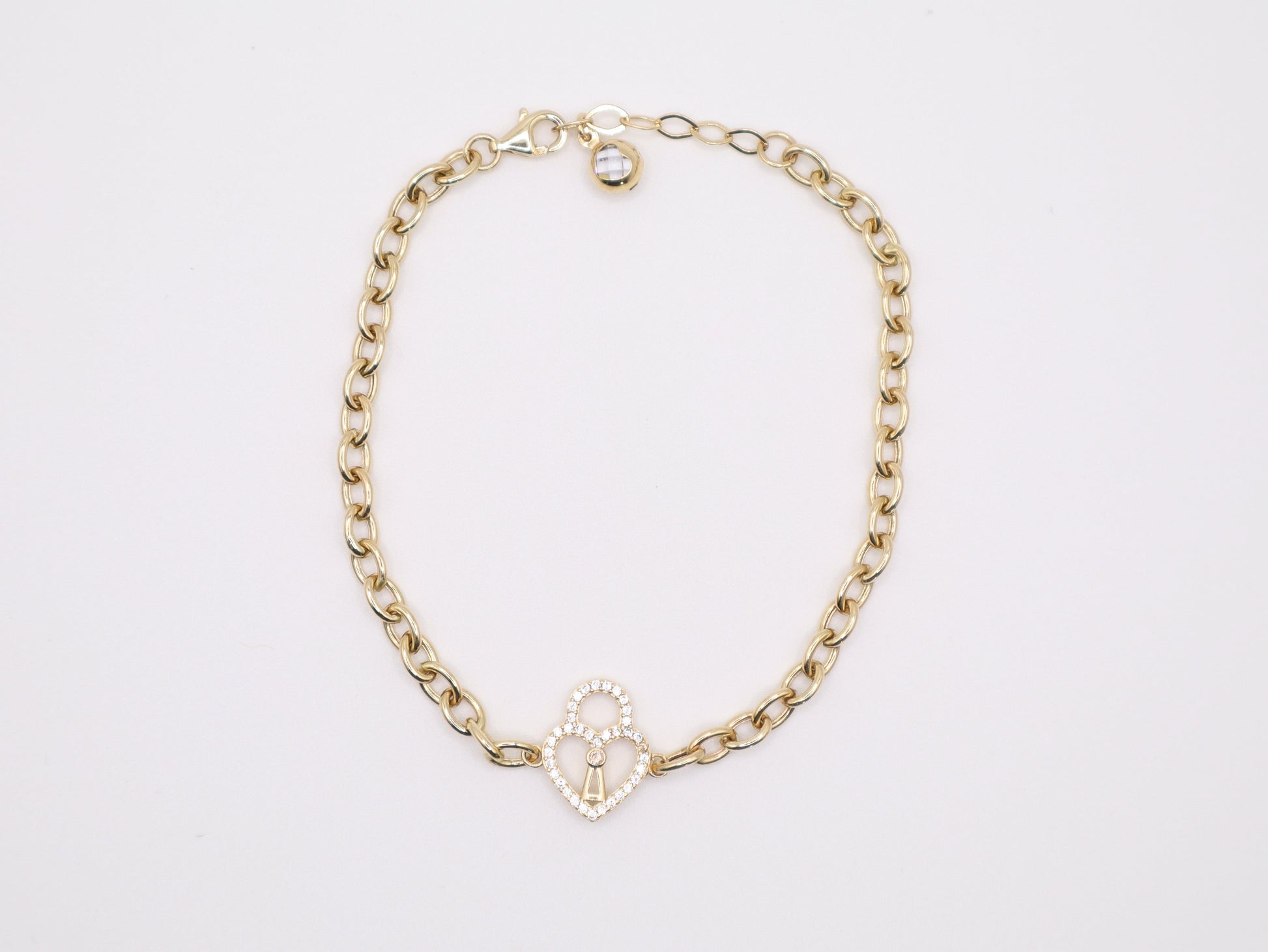 7" 14.3mm Heart Lock Bracelet