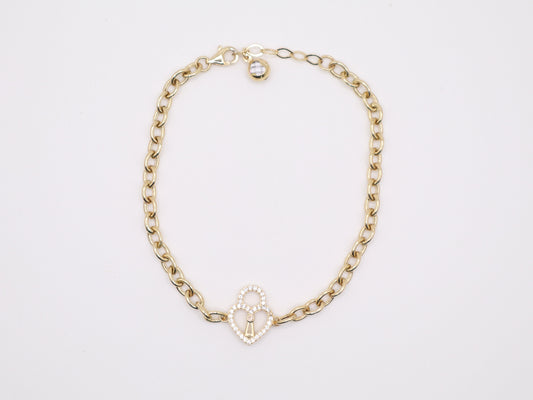 7" 14.3mm Heart Lock Bracelet