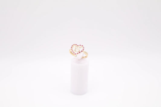 Size 7.25, 2.1mm Pink Heart Quinceanera Ring