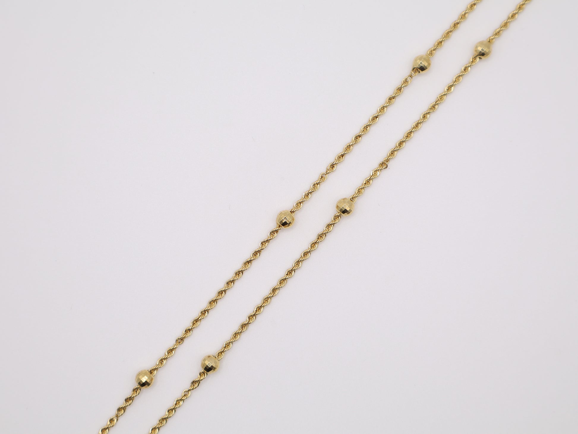 24in, 1.19mm Rope with Gold Beads Necklace
