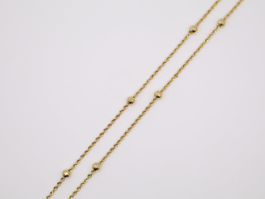 24in, 1.19mm Rope with Gold Beads Necklace