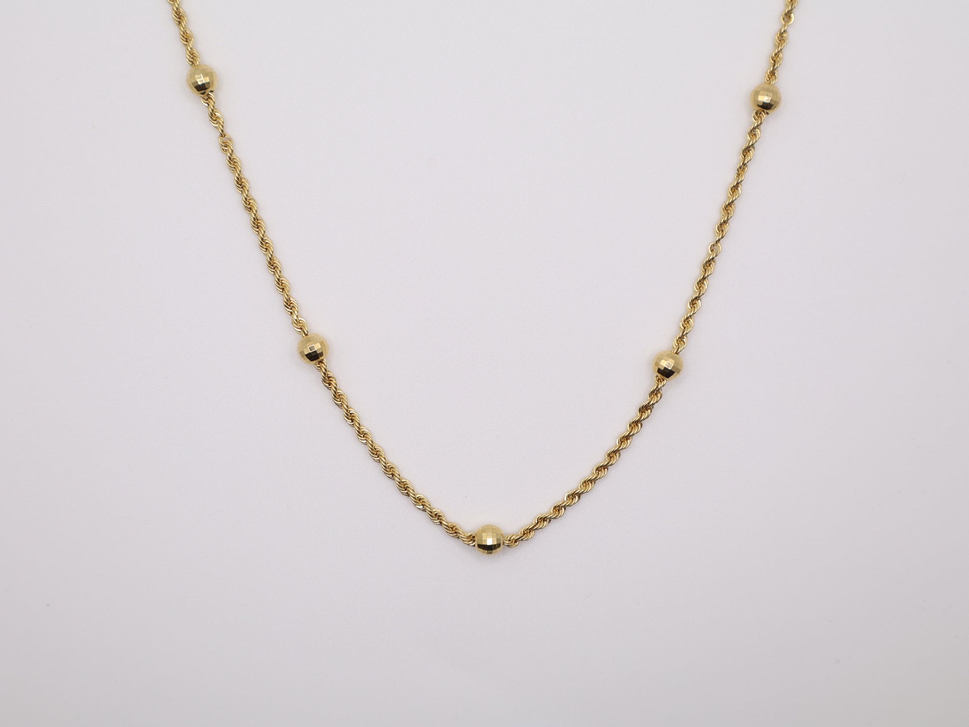 24in, 1.19mm Rope with Gold Beads Necklace