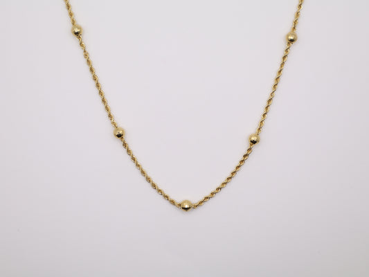 24in, 1.19mm Rope with Gold Beads Necklace