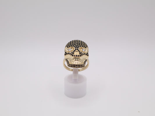 8.9g, 10.25, Ring Size 2.98mm Black Stone Skull Ring