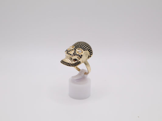 8.9g, 10.25, Ring Size 2.98mm Black Stone Skull Ring
