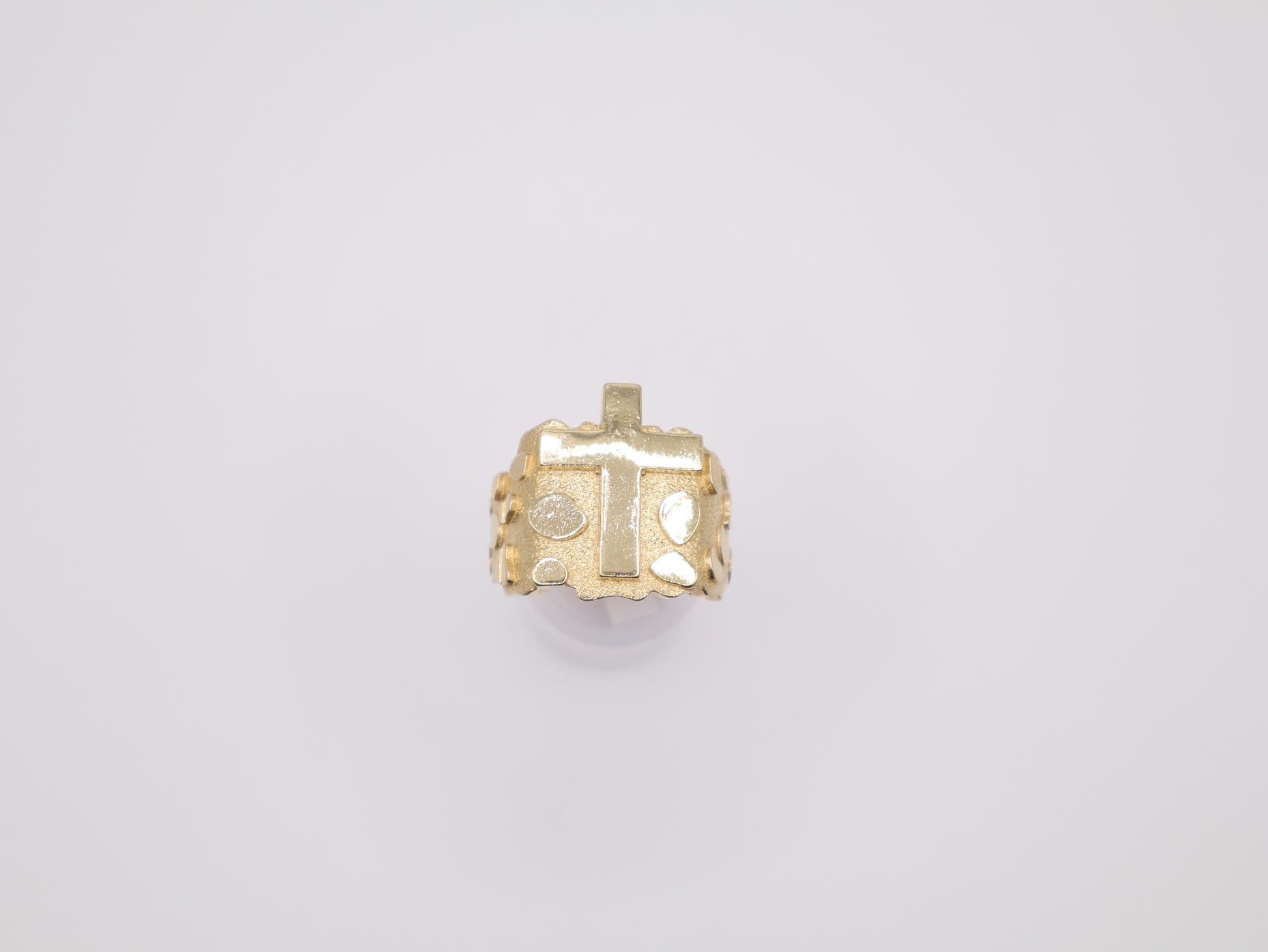 Size 10.5, 6.75mm Cross Gold Nugget Ring
