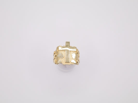 Size 10.5, 6.75mm Cross Gold Nugget Ring