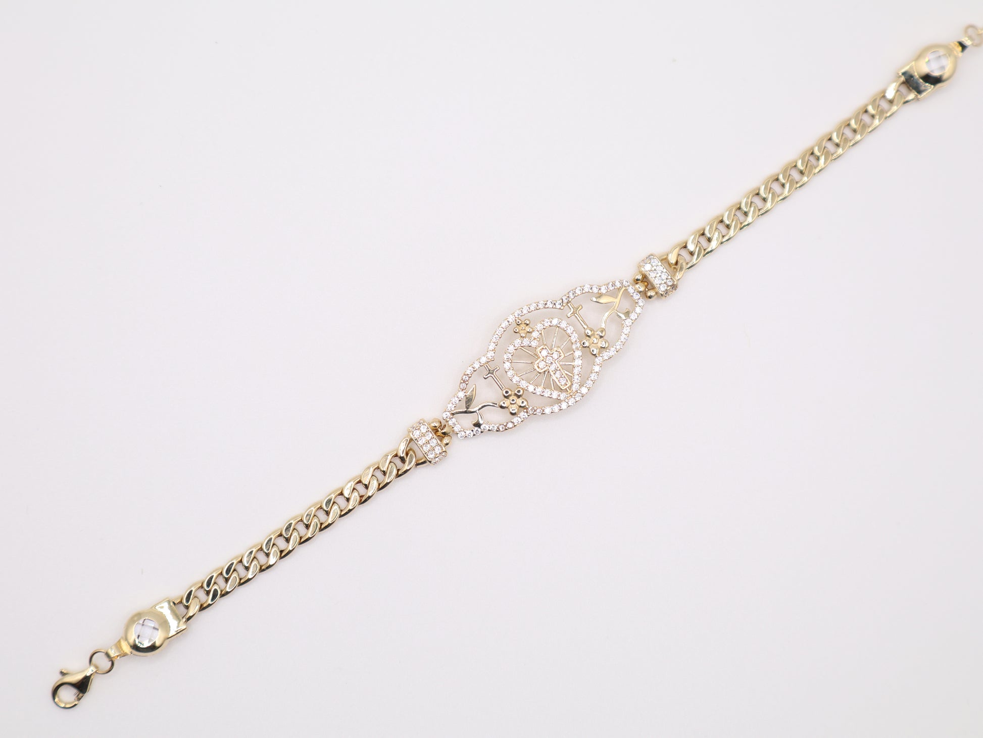6" 16mm Hollow Cross Bracelet