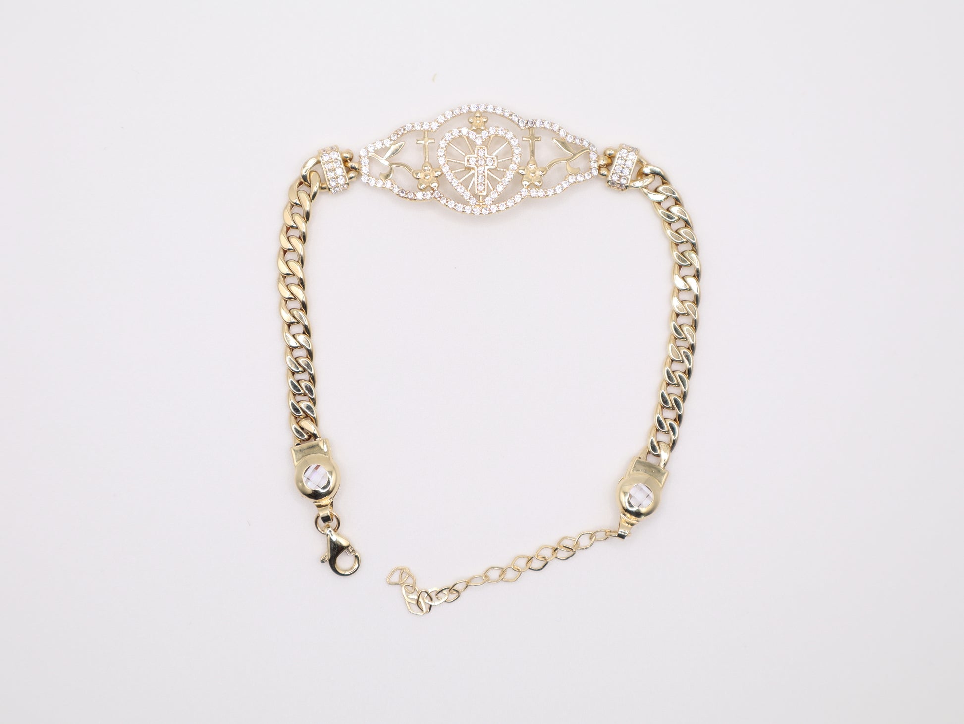 6" 16mm Hollow Cross Bracelet