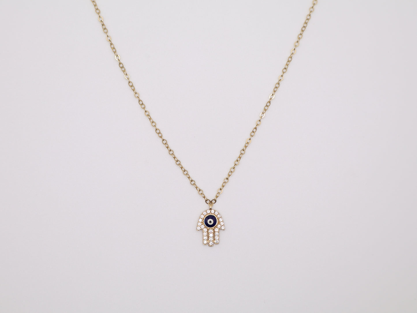18in, 1mm Necklace with Evil Eye Pendant