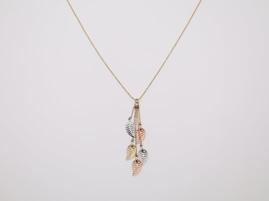 16in, 1mm Necklace with Tri-color Leafs