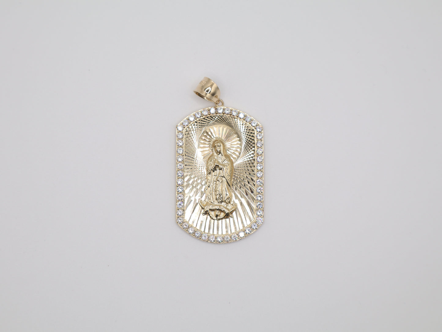 14g 2.25in, 30mm White Stone Virgin Mary Pendant