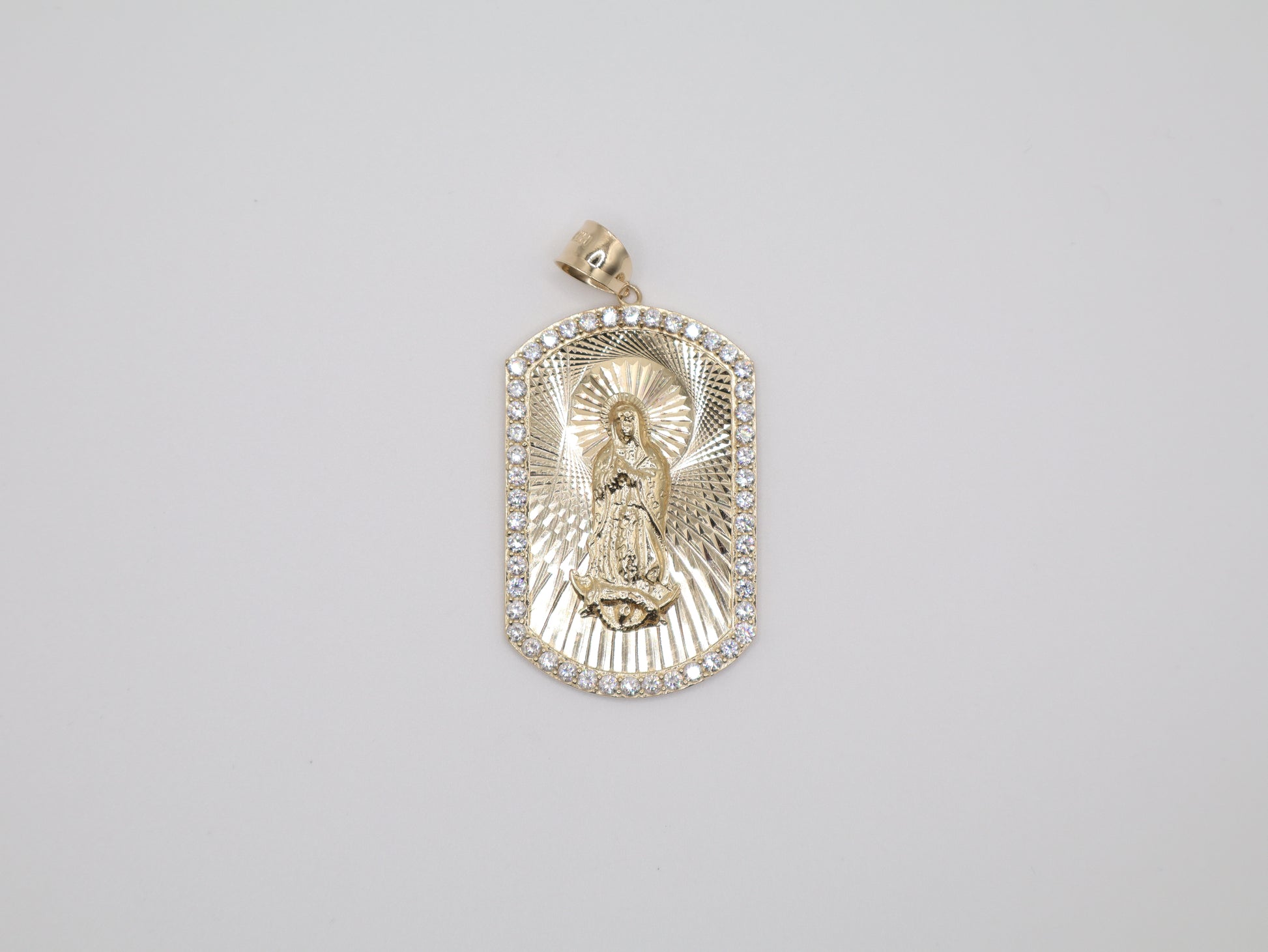 14g 2.25in, 30mm White Stone Virgin Mary Pendant