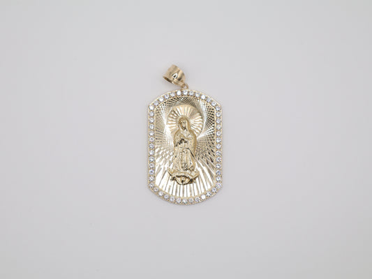 14g 2.25in, 30mm White Stone Virgin Mary Pendant