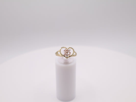 1.4g Size 8, 1.78mm Yellow & Rose Gold Quinceañera Ring