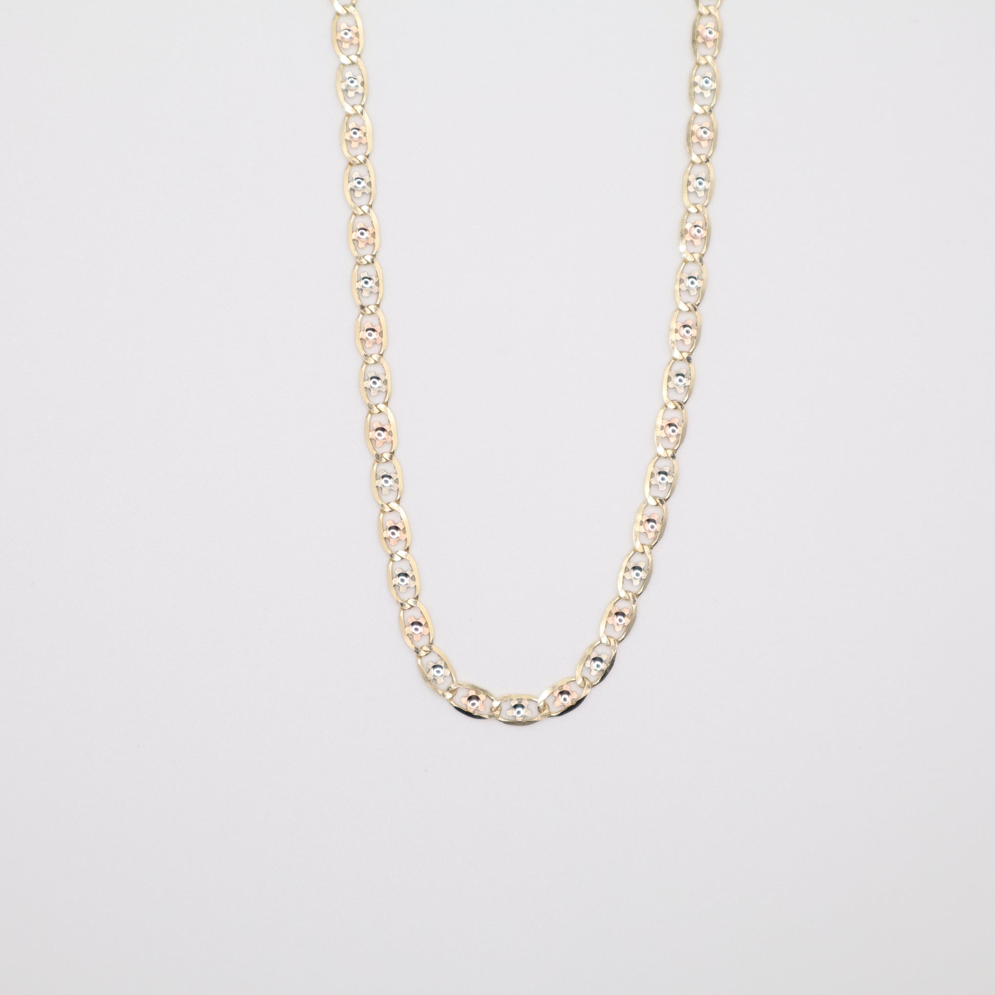18" 3.4mm Tri-Color Flora-Star Necklace